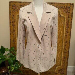 Joseph Ribkoff Beige Blazer With Sequin And Embroidered Detail Size 10